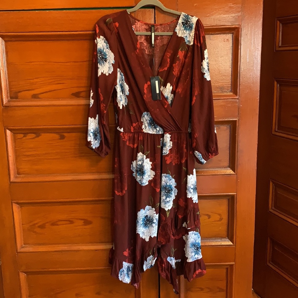 NWT Anthropologie Plenty by Tracy Reese Dress Aleah Floral Print Ruffle Wrap